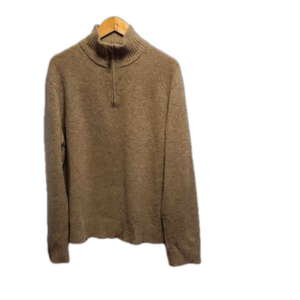 J.crew gray/tan lambswool long sleeve 1/4 zip pullover sweater sz XL